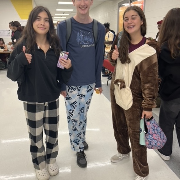Anisa Watson, Alex McManuels and Hannah Hettinger cozied up for PJ Day!